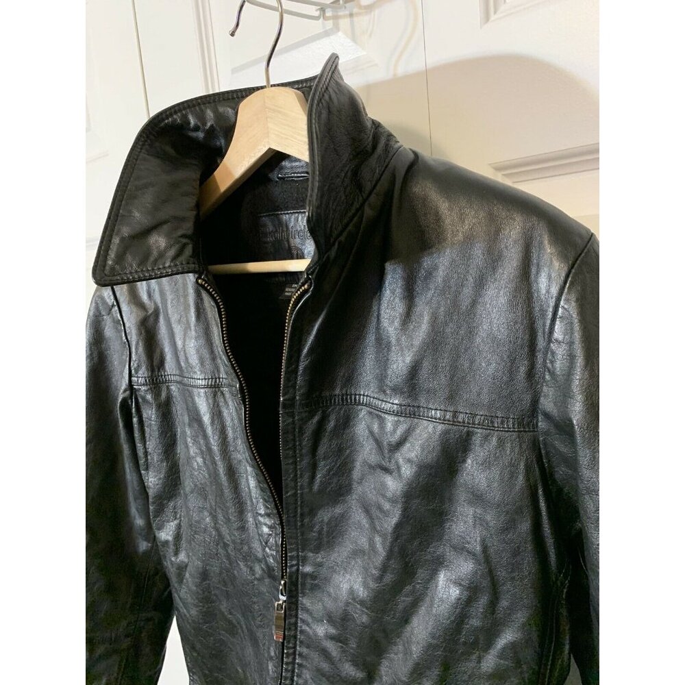 Kathy Ireland Black Leather Jacket Coat‎ Women's Sz M